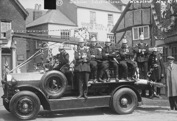 The fire engine decorated for the 1935 Jubilee